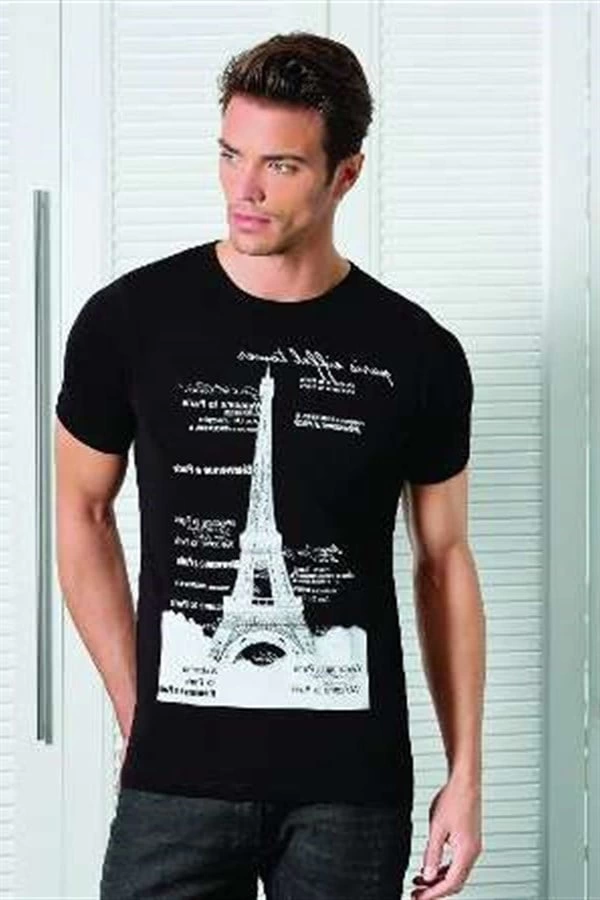 Berrak%20Kule%20Baskılı%20Erkek%20T-Shirt%201043%20Siyah%20XL