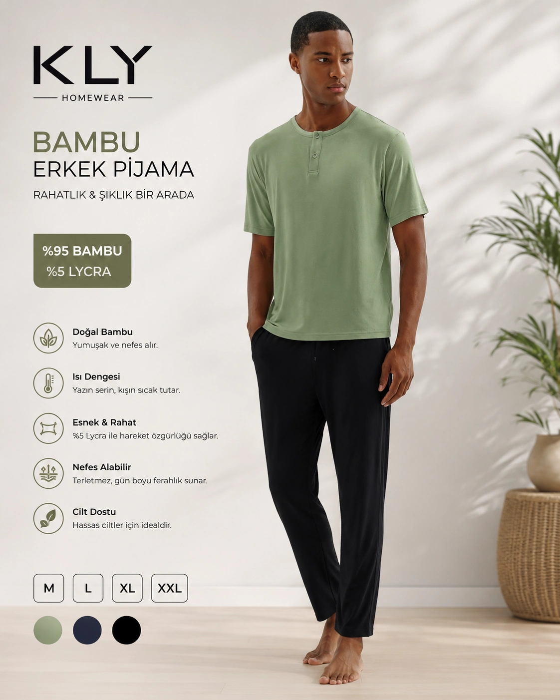 KLY%20Bambu%20Erkek%20Şortlu%20Takım