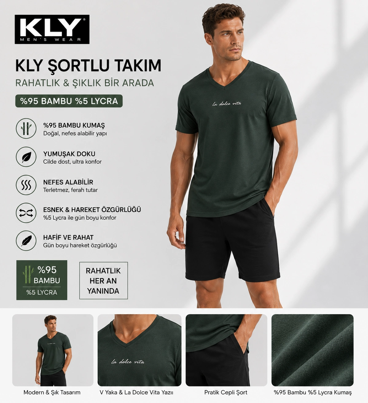 KLY%20Erkek%20Bambu%20Şortlu%20Pijama%20Takım%2026210