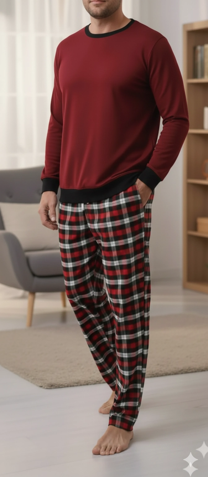 Pijalüx%20Tek%20Alt%20Cepli%20Ekose%20Pijama