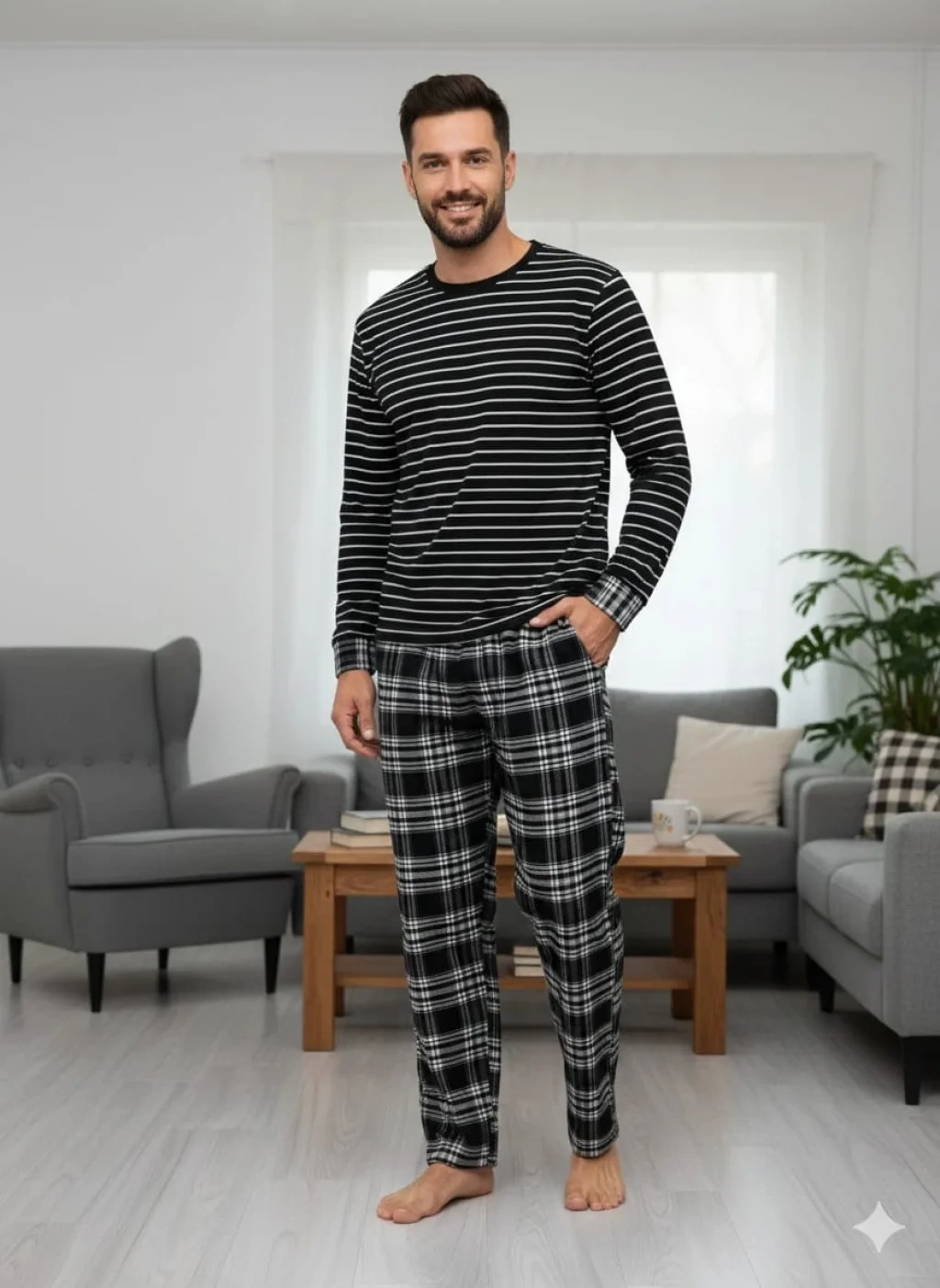 Pijalüx%20Tek%20Alt%20Cepli%20Ekose%20Pijama