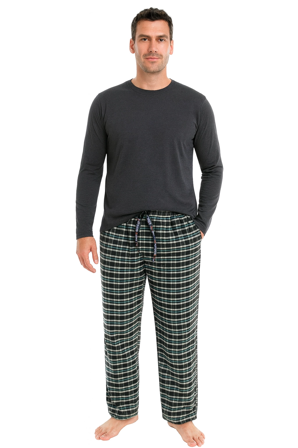 Pijalüx%20Erkek%20Kareli%20Poplin%20Cepli%20Alt%20Pijama