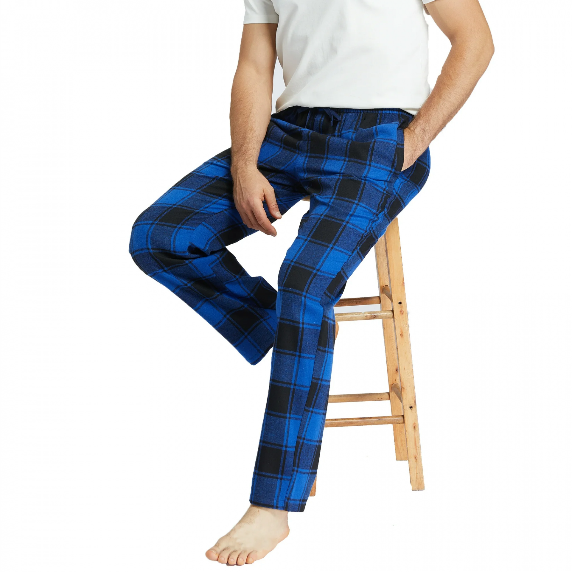 Pijalüx%20Erkek%20Kareli%20Poplin%20Cepli%20Alt%20Pijama