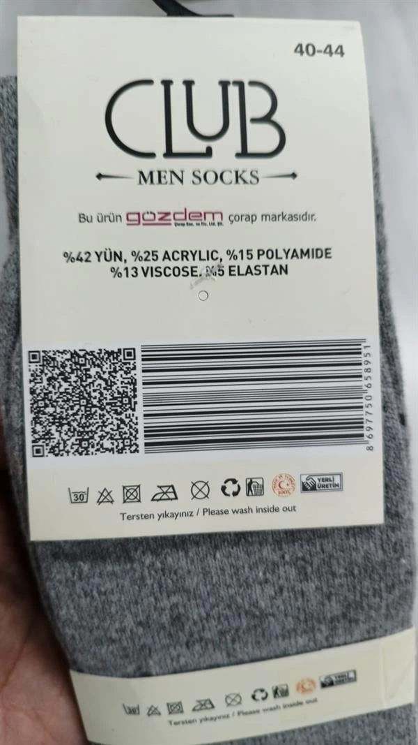Club%20Lamswool%20Yün%20Erkek%20Kışlık%20Çorap%203%20Adet