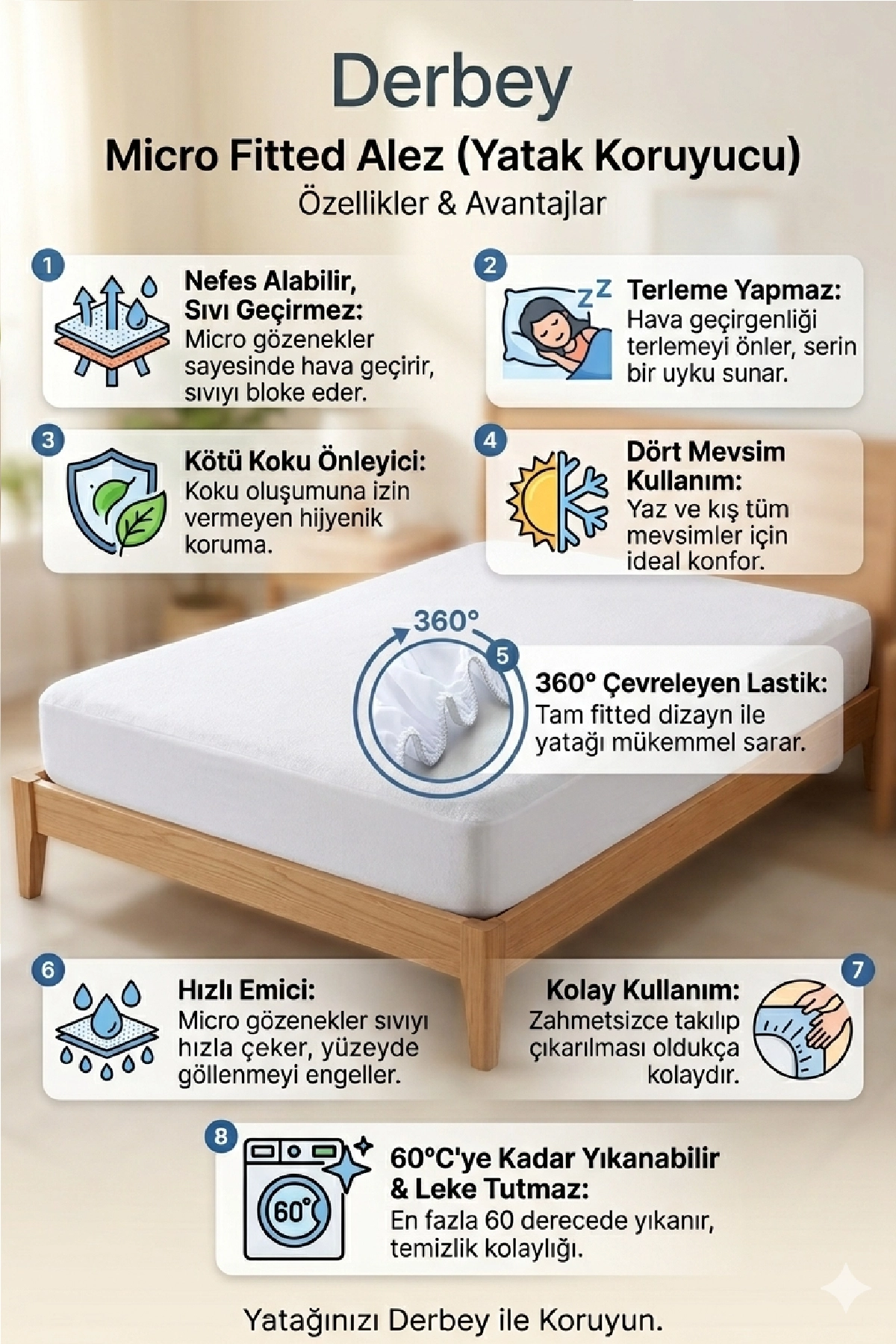 Derbey%2060x120%20Cm%20Fitted%20Yatak%20Koruyucu%20Alez%20Sıvı%20Geçirmez%20Bebe%20Micro%20Kumaş