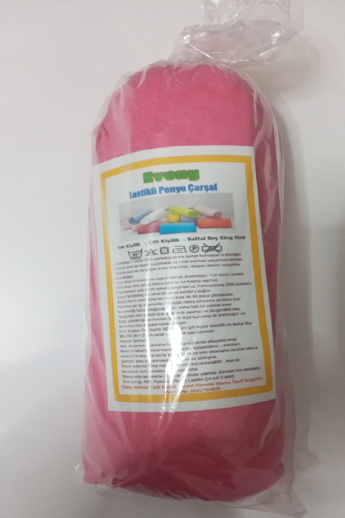 Evony%20Lastikli%20Pamuk%20Penye%20Çarşaf%20Fuşya%20180x200%20cm