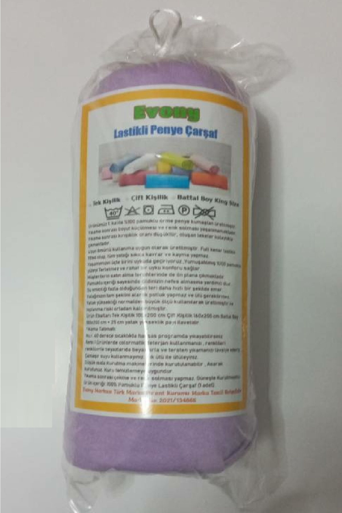 Evony%20Lastikli%20Pamuk%20Penye%20Çarşaf%20Lila%20180x200%20cm