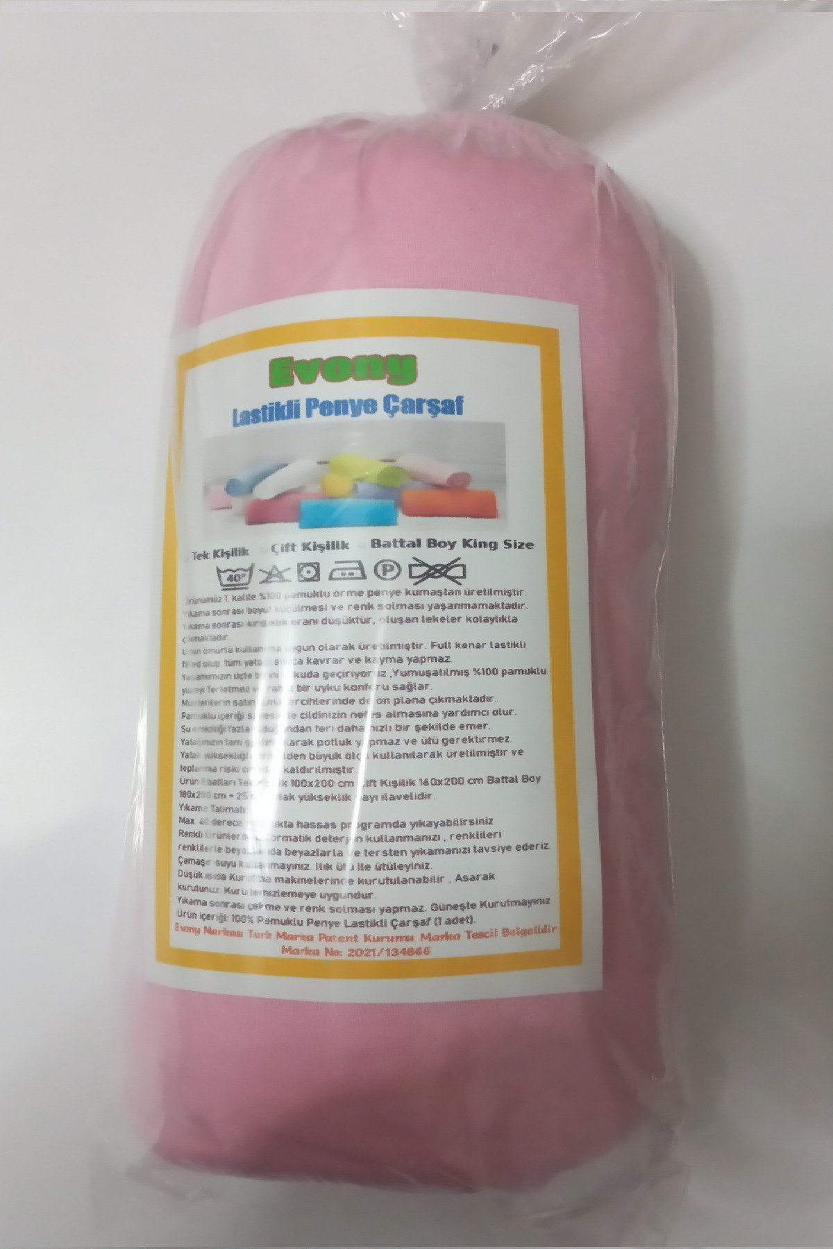 Evony%20Lastikli%20Pamuk%20Penye%20Çarşaf%20Pembe%20180x200%20cm
