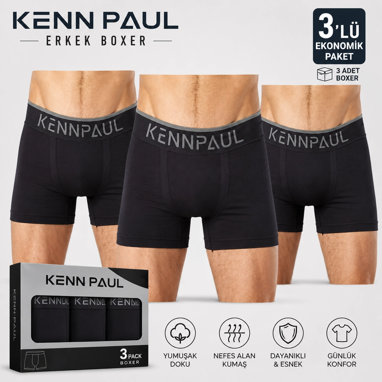 Kennpaul%20Likralı%20Erkek%20Boxer%203%20ADET