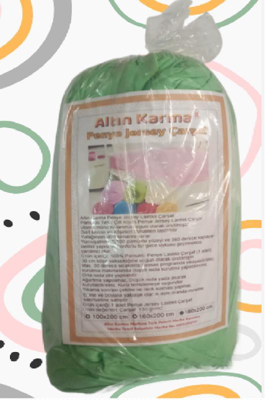 Altın%20Karma%20Jersey%20Penye%20Pamuklu%20180x200%20cm%20Çift%20Kişilik%20Lastikli%20Çarşaf%20Açık%20Yeşil