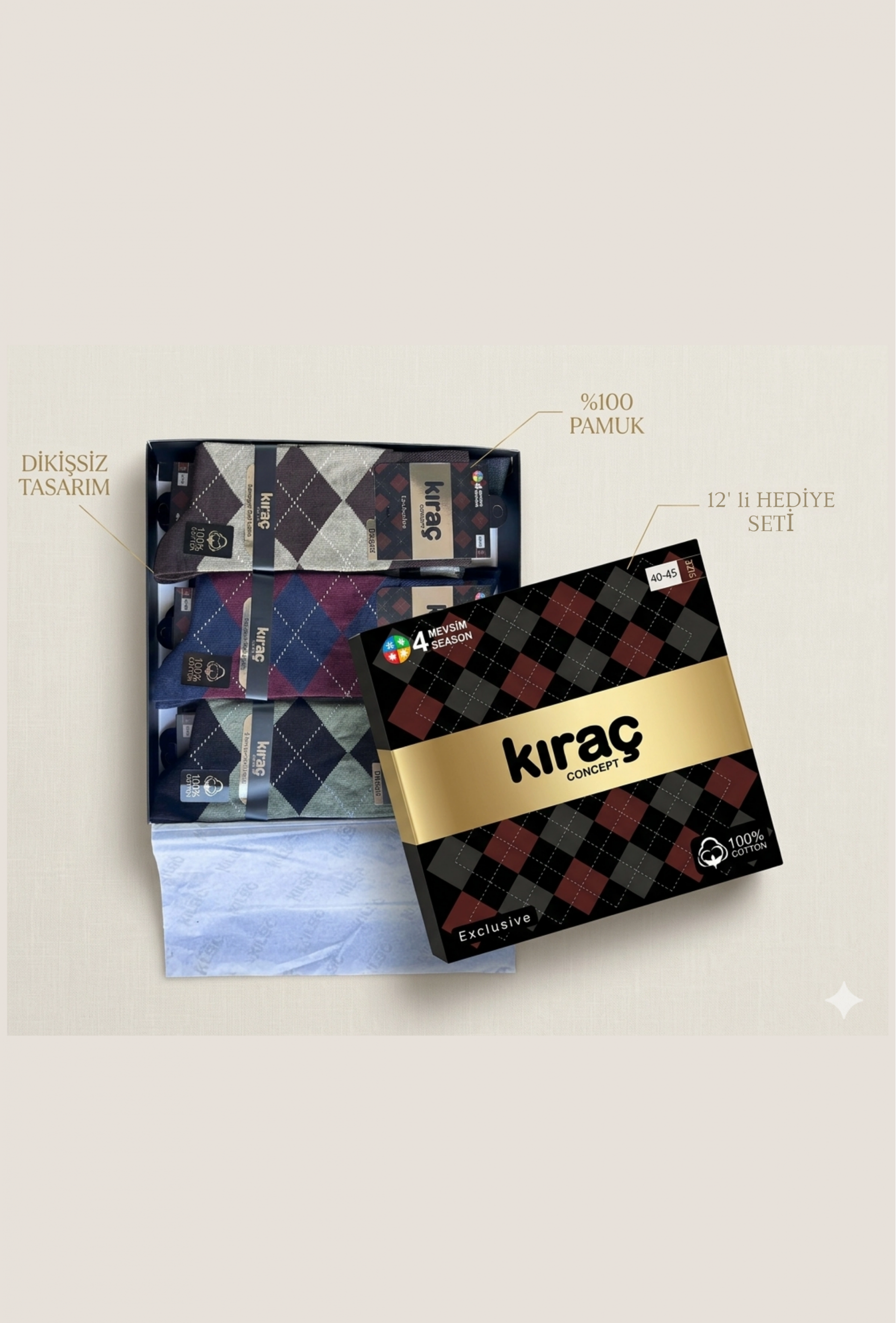 Kıraç%20Concept%20Exclusive%20Desenli%20Erkek%20Çorap12%20adet