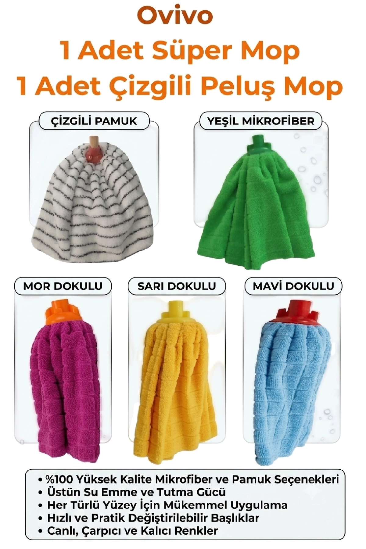 Ovivo%202%20Adet%20Mikrofiber%20ve%20Havlu%20Mop Paspas%20Ucu