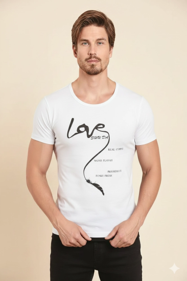 Berrak Erkek Love Baskılı T Shirt 1037