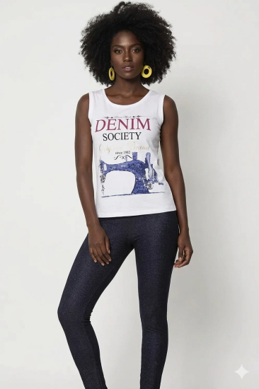 Berrak Kadın Denim Baskılı Tayt Takım 2481