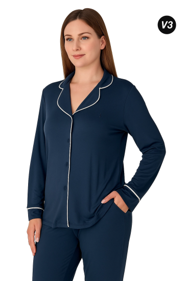 26611-limissi kadın düğmeli pijama takımı
