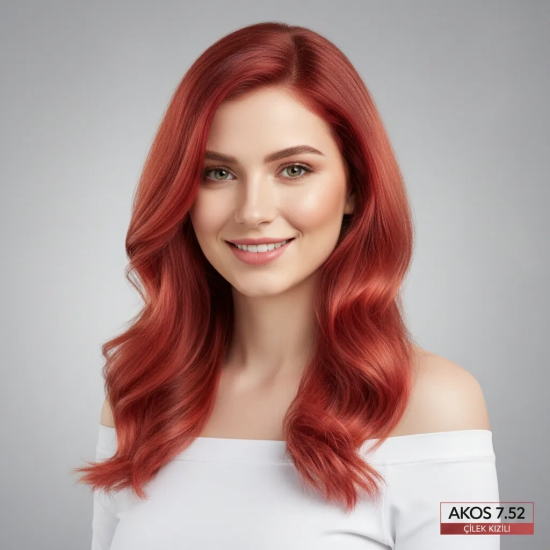 Akos Çilek Kızılı Saç Boyası 7.52 4 Adet + 4 Adet Oksidan