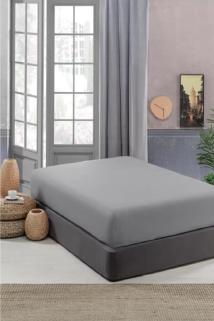 Altın Karma Jersey Penye Pamuklu 100x200 cm Tek Kişilik Lastikli Çarşaf Gri