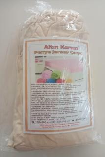  Altın Karma Jersey Penye Pamuklu 100x200 cm Tek Kişilik Lastikli Çarşaf Krem