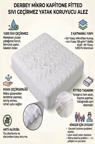 Derbey 70x110 cm Sıvı Geçirmez Micro Kapitone Fitted Alez Bebe Yatak Koruyucu Alez