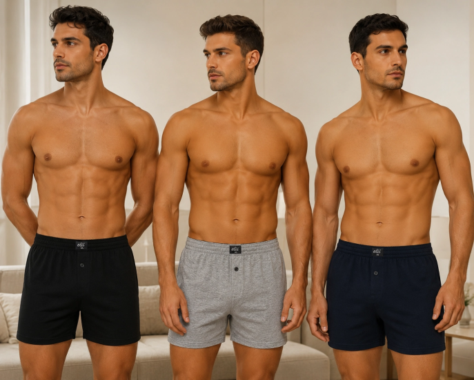 Tutku Elit Havlu Belli Düğmeli Saf Pamuk Erkek Boxer 3 ADET