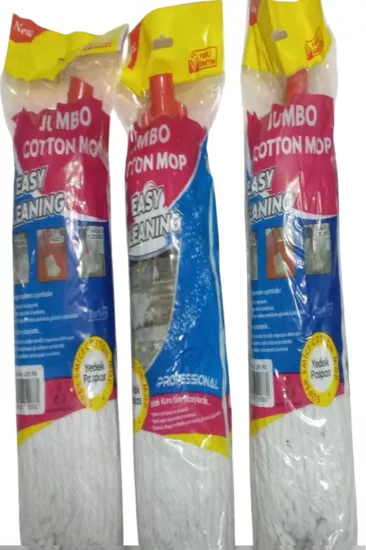Easy Cleanıng Jumbo 3 Adet Pamuklu Islak Ipli Uzun Mop Paspas Başlığı Püskül