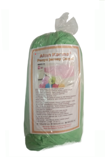 Altın Karma Jersey Penye Pamuklu 180x200 cm Çift Kişilik Lastikli Çarşaf Açık Yeşil
