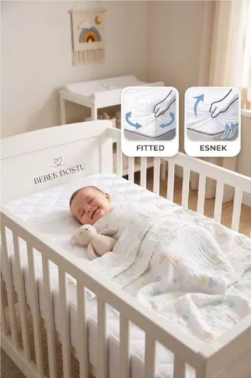 Bebesi 70x110 cm Kapitoneli Hava Geçirgen Bebe fi̇tted yatak koruyucu alez