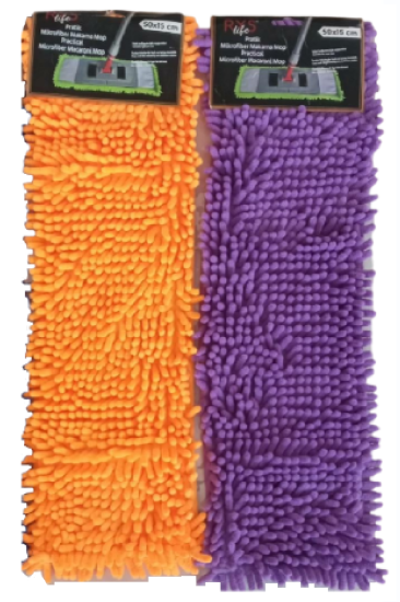 RYS LİFE 2 Adet Nemli Ve Kuru Makarna Mop Ucu Mikrofiber Paspas Yedeği 50 Cm