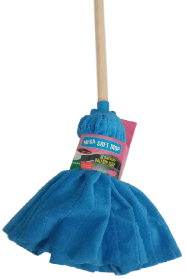 Mega Soft XL Mikrofiber Paspas Büyük Boy Yedek Ucu ve Ahşap Sapı Takım