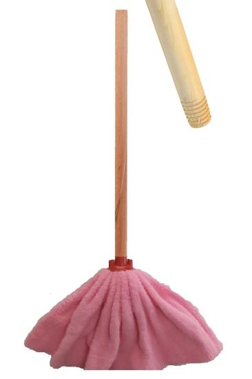 Color Wellsoft Mop Paspas Mop Yedek Ucu Ve Ahşap Sapı ile Takım