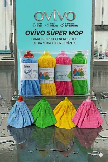 Ovivo 2 Adet Mikrofiber Süper Mop Paspas Yedek Ucu 