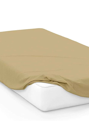 Altın Karma Jersey Penye Pamuklu 100x200 Cm Tek Kişilik Lastikli Çarşaf Açık Kahve