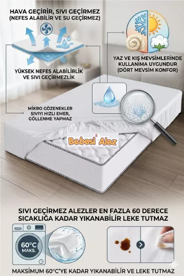 Bebesi Bebe 70x140 cm Sıvı Geçirmez Micro Kumaş Fitted Yatak Koruyucu Alez