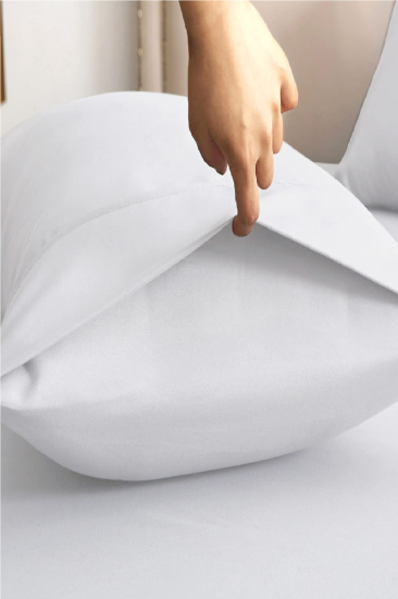 Evony 2 Adet Pamuklu Yastık Kılıfı 50x70 cm Kapaklı Beyaz