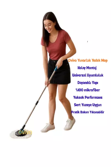 Ovivo Mikrofiber Yuvarlak Mop Paspas Lux Yedek Ucu 3 Adet
