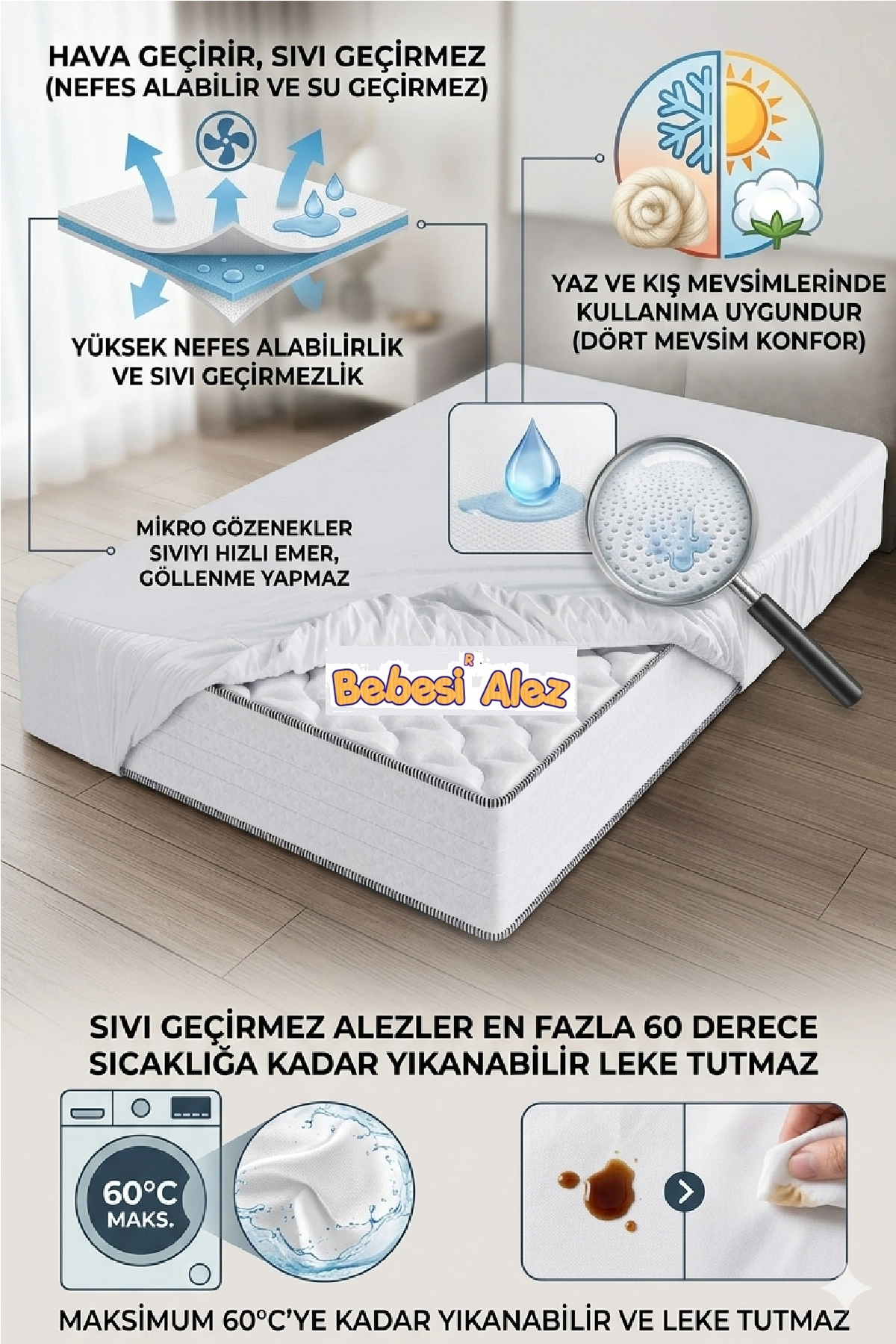 Bebesi%20Bebe%2060x120%20cm%20Sıvı%20Geçirmez%20Micro%20Kumaş%20Fitted%20Yatak%20Koruyucu%20Alez