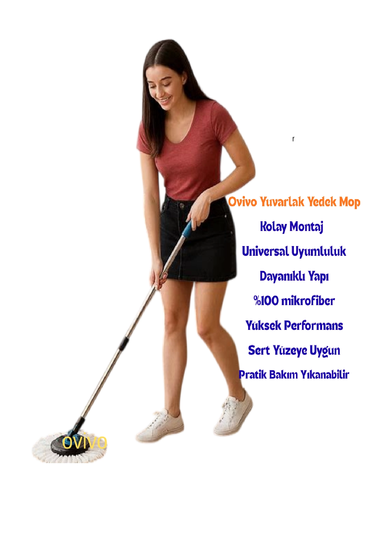 Ovivo Mikrofiber%20Yuvarlak%20Mop%20Paspas%20Lux%20Yedek%20Ucu%203%20Adet