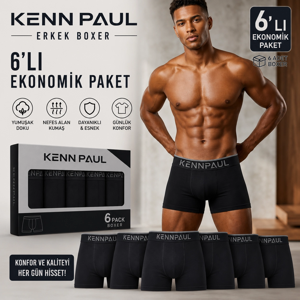 Kennpaul%20Likralı%20Erkek%20Boxer%206%20ADET